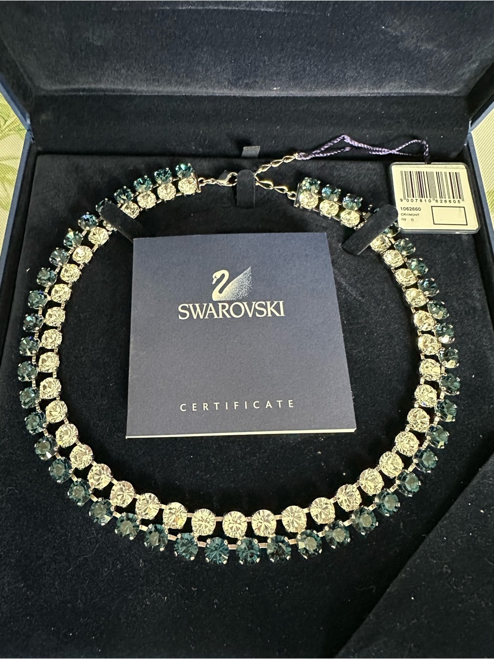 Swarovski Hot Montana Blue Crystals Double Row Necklace - NIB - style 1062660